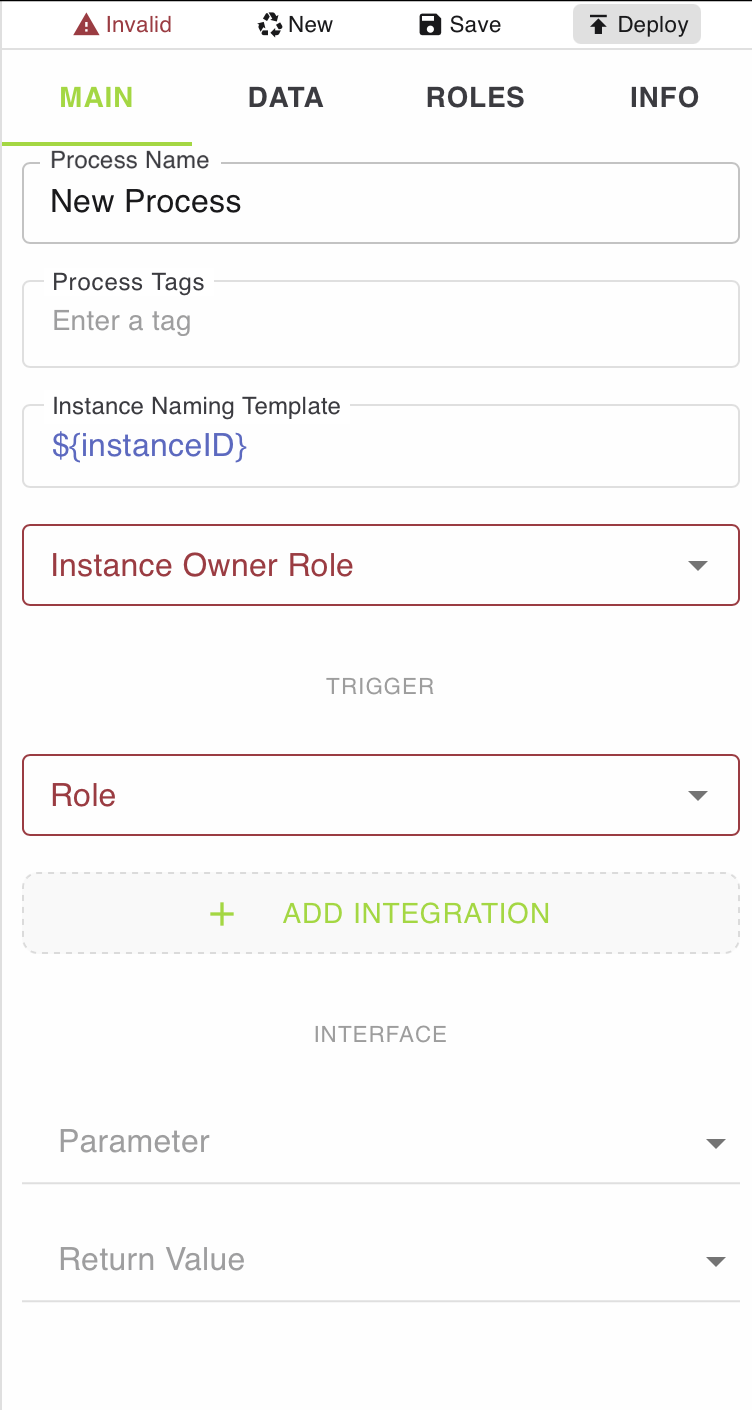 <p>The Configurator of a new Process</p>